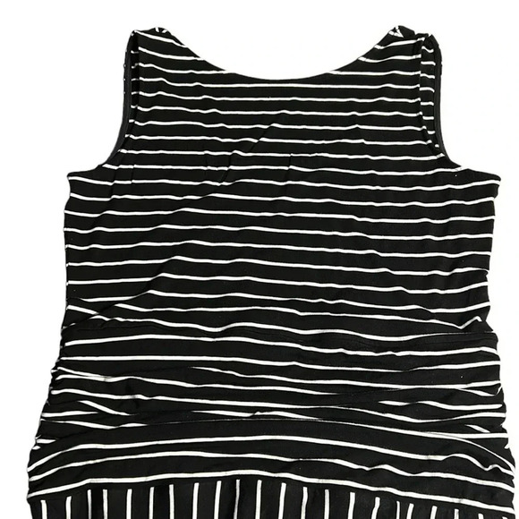 LNBF bamboo stripped,maxi dress,shirred women black &White Small. ,scoop EC - Picture 9 of 12